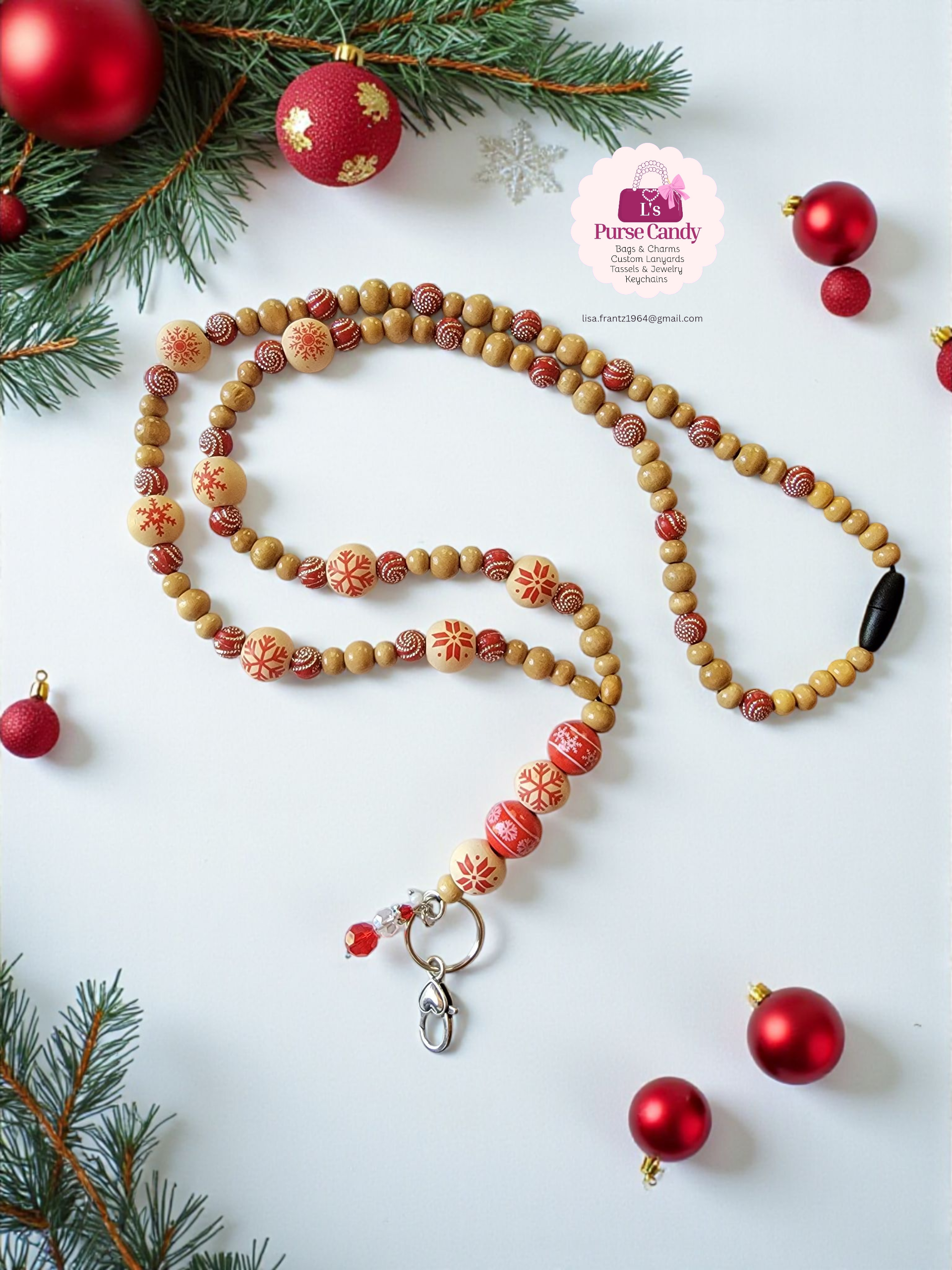 Red Snowflakes Lanyard