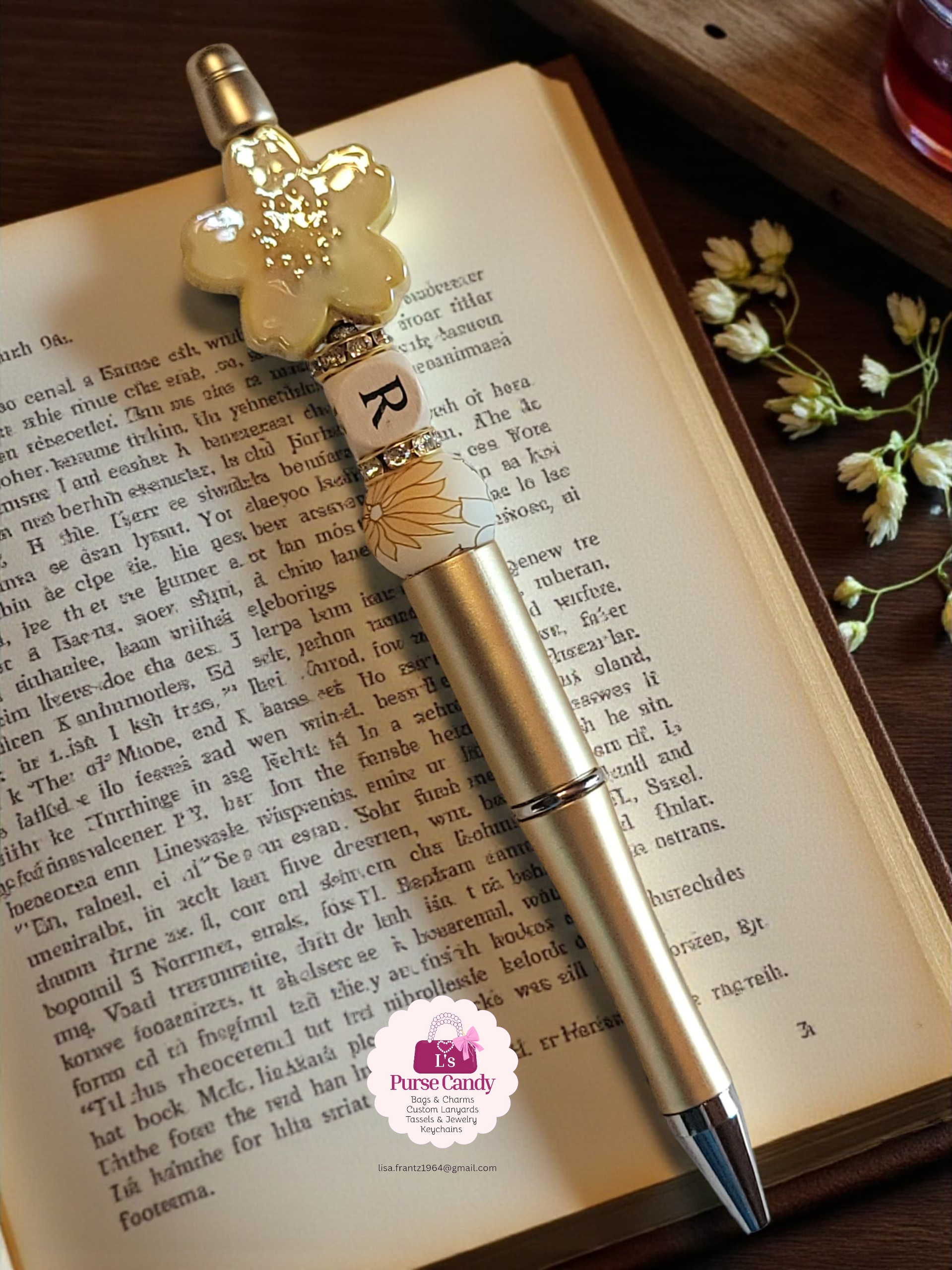 Wooden Bead Initial Pen