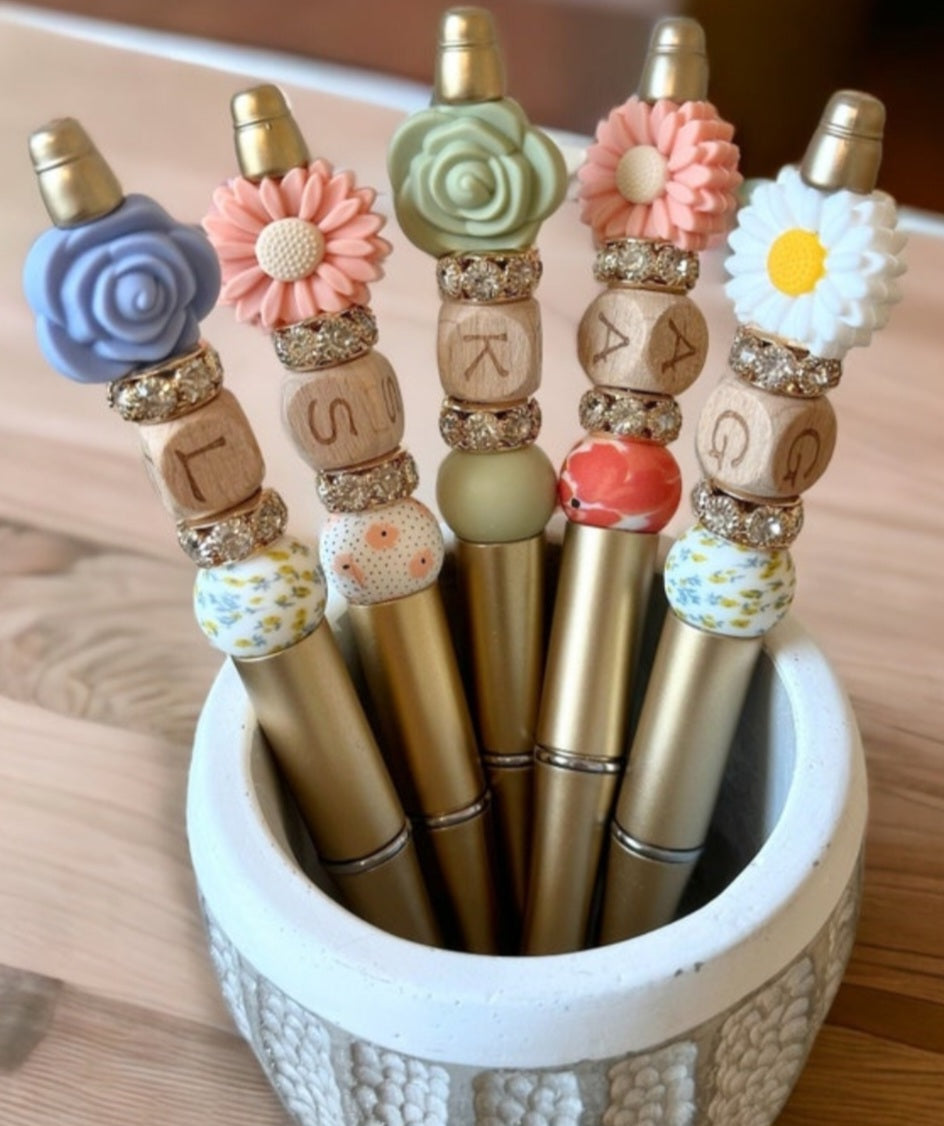 Wooden Bead Initial Pen