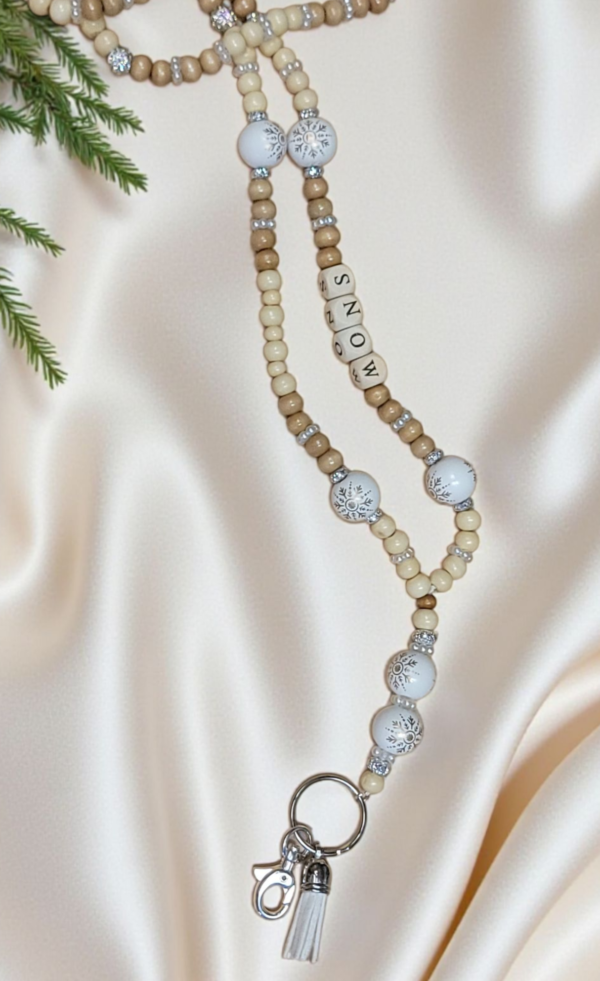 Golden Snowflakes Winter Lanyard